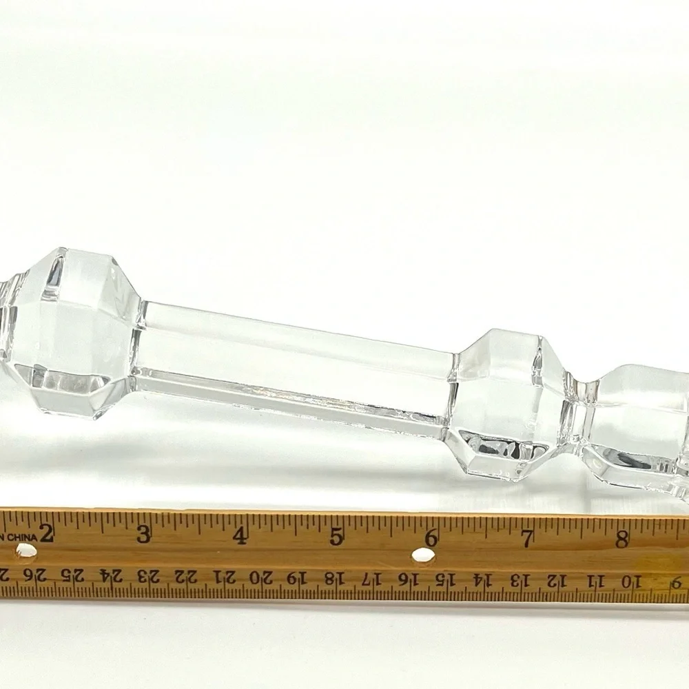 A Set of Two Vintage Val St. Lambert Belgian Crystal Candle Holders